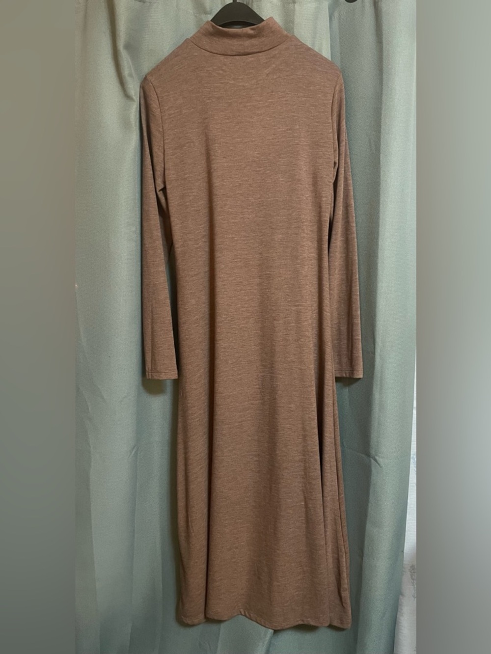 Zara Taupe Knit Mock Neck Midi Sweater Dress - Size Large - Picture 4 of 7